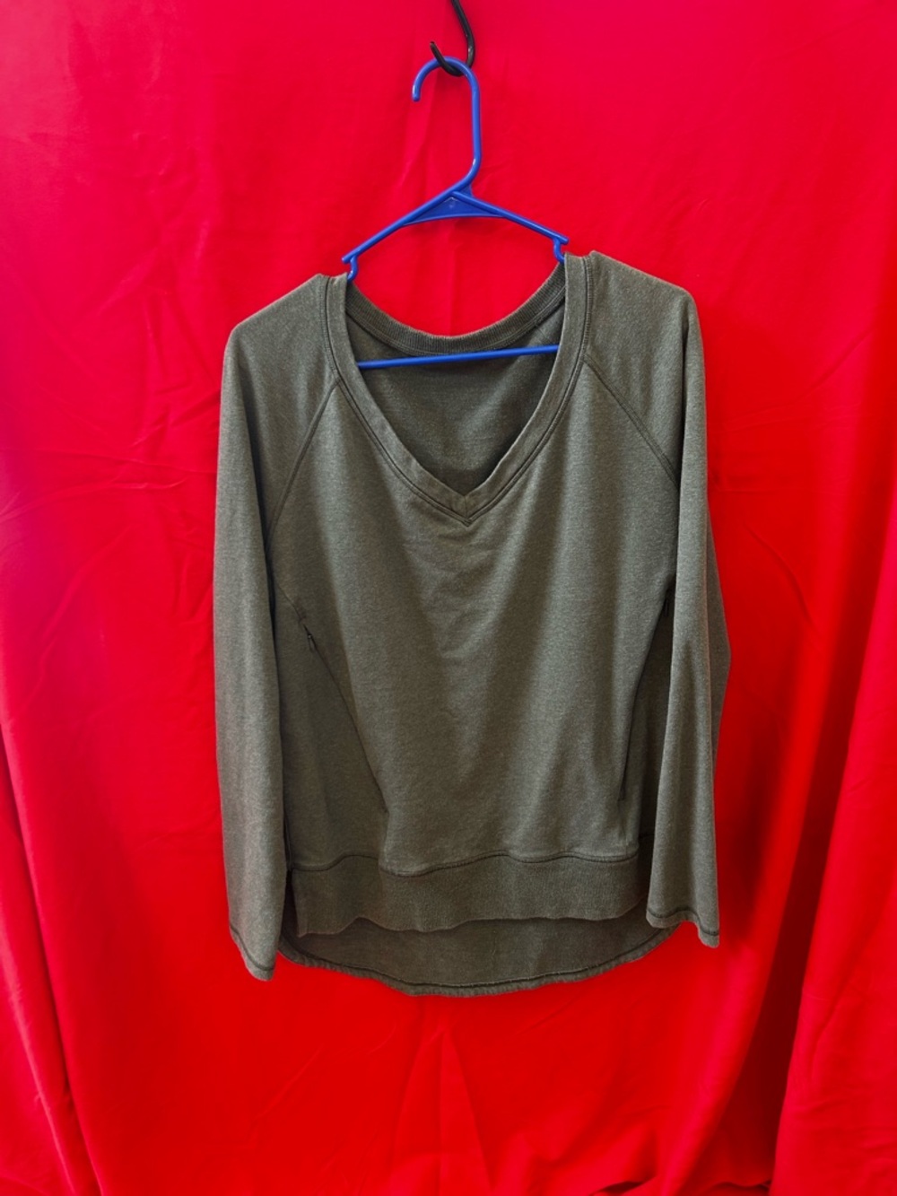 lululemon athletica Olive Green V-Neck Pullover Sweatshirt